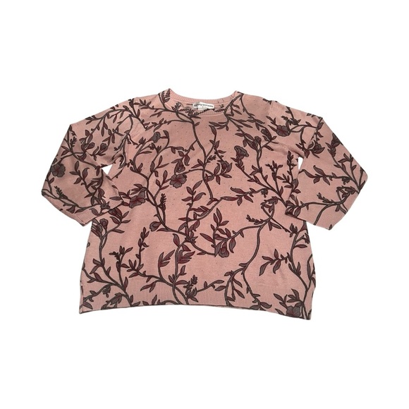 Cathy Daniels Pink‎ Floral Rhinestone Embellished Sweater Size Large - Picture 1 of 4